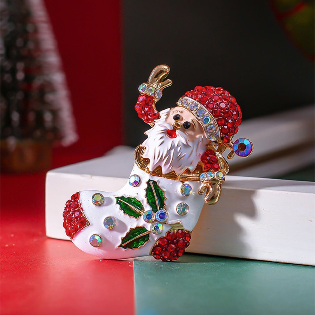 Christmsa Style Handmade Brooch Alloy Adorable Santa Claus Shape Brooch Decor for Souvenir Image 11