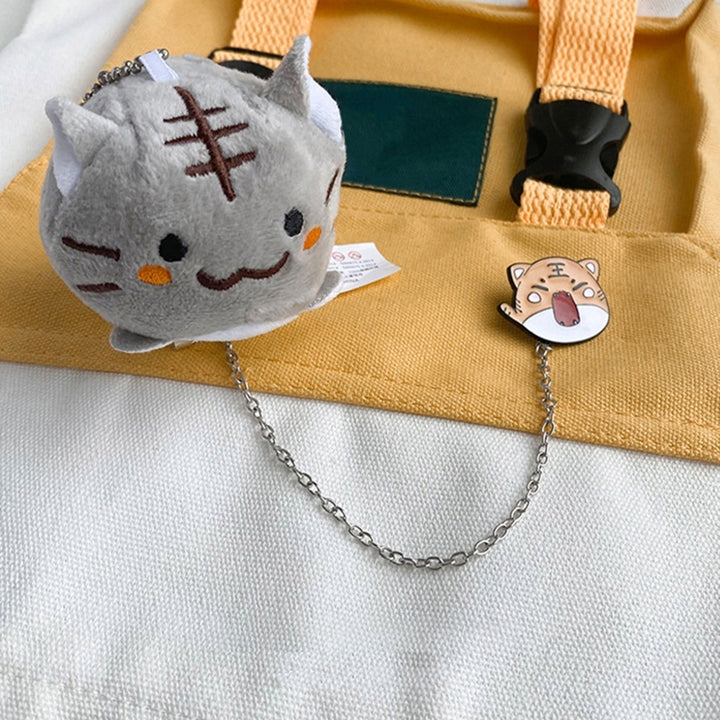 Tiger Plush Brooch Cartoon Design Soft to Touch Firmly Attach Alloy Metal Base Plush Doll Brooch Chain for Girls Image 10