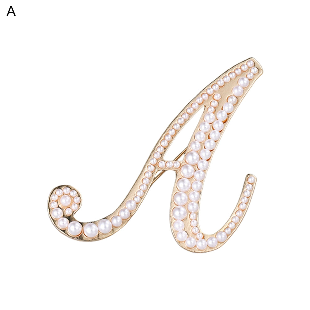Korean Style Brooch Pin Letter Faux Pearls Ladies Electroplating Sweater Suit Brooch Jewelry Accessories Image 2