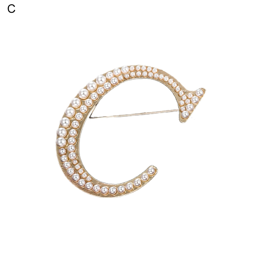 Korean Style Brooch Pin Letter Faux Pearls Ladies Electroplating Sweater Suit Brooch Jewelry Accessories Image 4