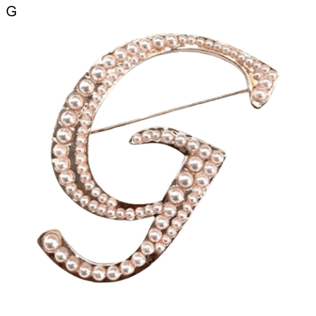 Korean Style Brooch Pin Letter Faux Pearls Ladies Electroplating Sweater Suit Brooch Jewelry Accessories Image 7