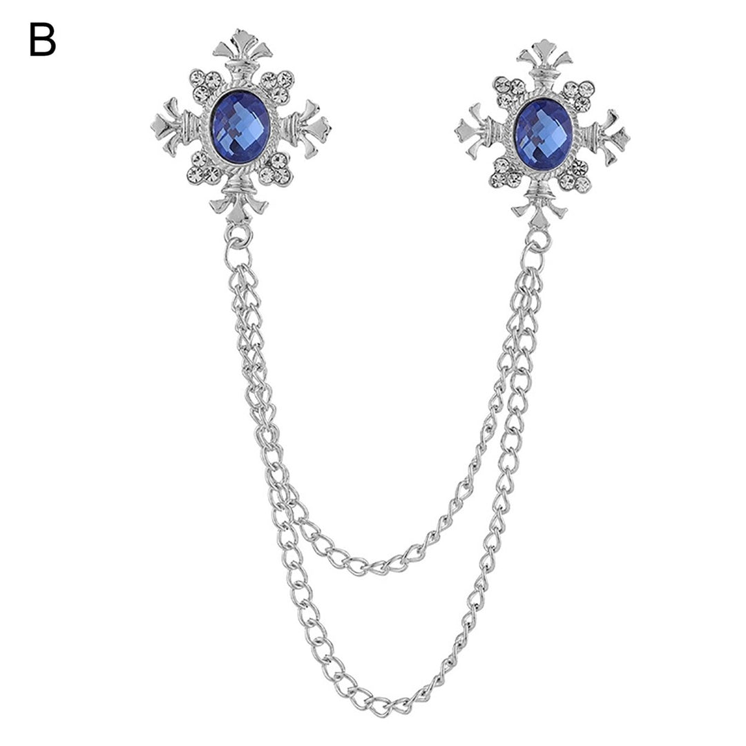 Attractive Easy Match Collar Brooch Women Men Rhinestone Decor Chain Tassel Clothing Brooch for Party Image 1