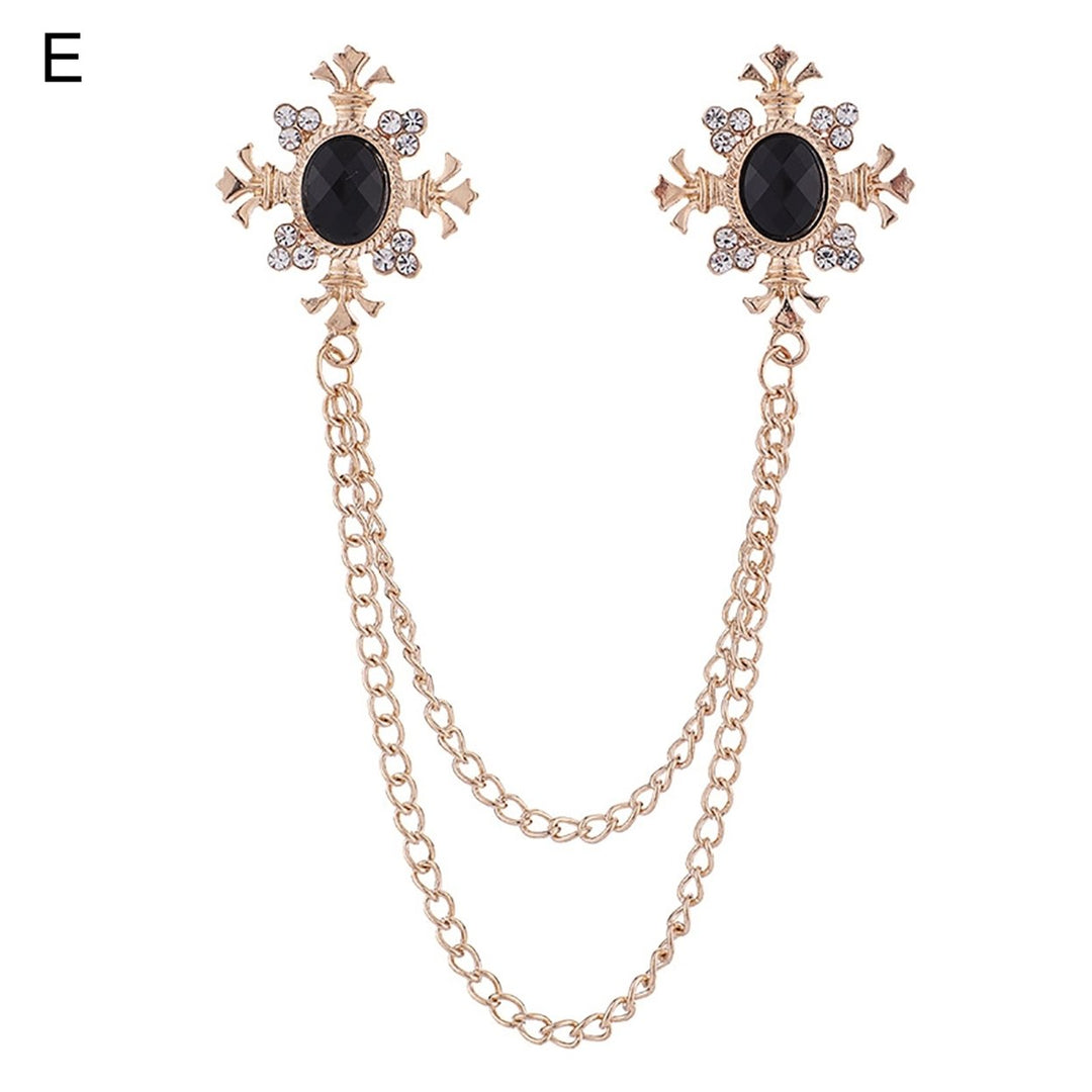 Attractive Easy Match Collar Brooch Women Men Rhinestone Decor Chain Tassel Clothing Brooch for Party Image 1