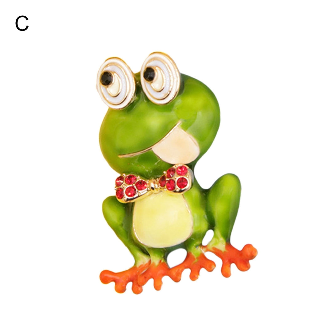 Funny Lovely Lapel Pin Gift Cute Green Frog Rhinestone Brooch Clothing Jewelry Image 4