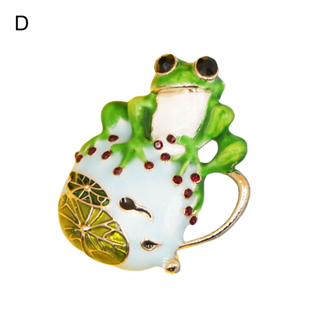 Funny Lovely Lapel Pin Gift Cute Green Frog Rhinestone Brooch Clothing Jewelry Image 4