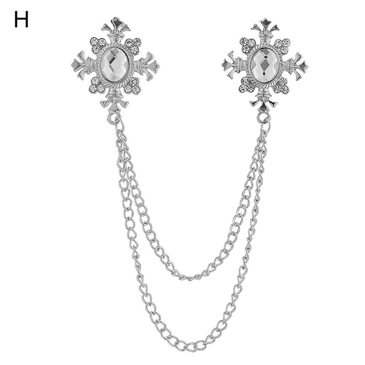 Attractive Easy Match Collar Brooch Women Men Rhinestone Decor Chain Tassel Clothing Brooch for Party Image 1