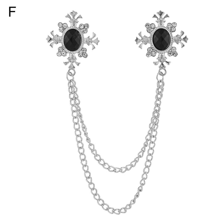 Attractive Easy Match Collar Brooch Women Men Rhinestone Decor Chain Tassel Clothing Brooch for Party Image 1