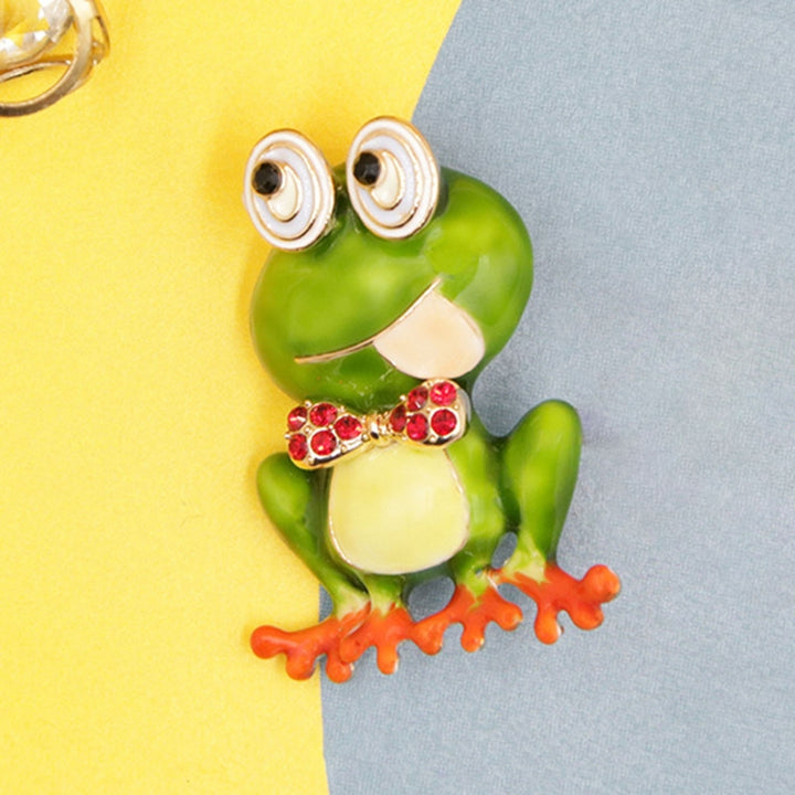 Funny Lovely Lapel Pin Gift Cute Green Frog Rhinestone Brooch Clothing Jewelry Image 8