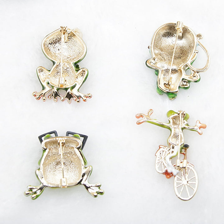 Funny Lovely Lapel Pin Gift Cute Green Frog Rhinestone Brooch Clothing Jewelry Image 12