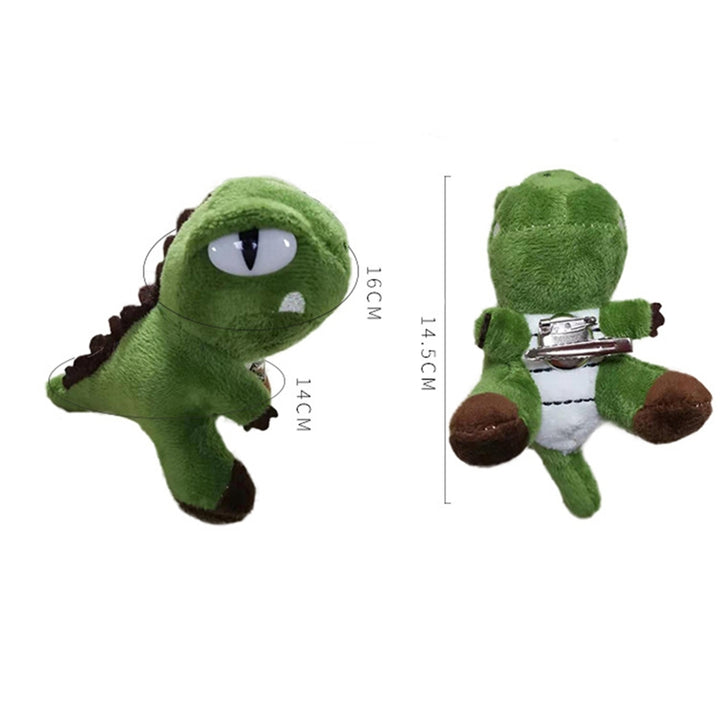 Dinosaur Brooch Anti-fall Funny Appearance Easy to Attach Stylish Plush Dinosaur Doll Brooch Pin for Girls Image 4