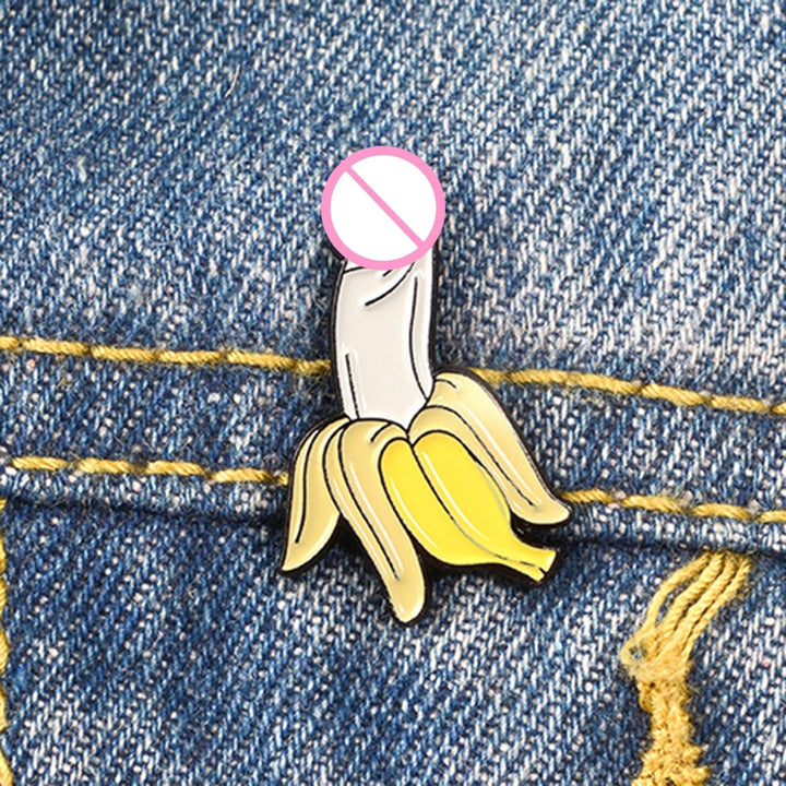 Unisex Brooch Pin Banana Style Funny Jewelry Color Block Electroplating Badge Clothes Decor Image 4