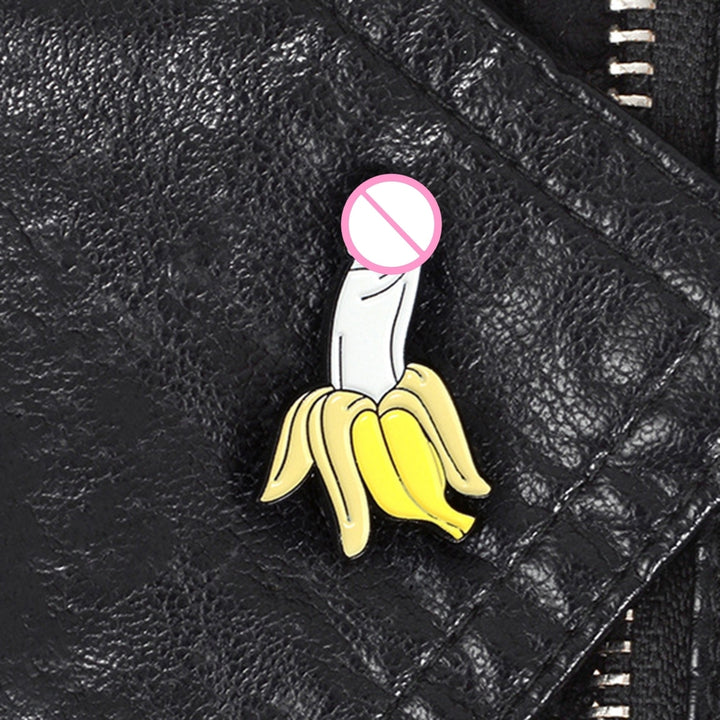 Unisex Brooch Pin Banana Style Funny Jewelry Color Block Electroplating Badge Clothes Decor Image 4