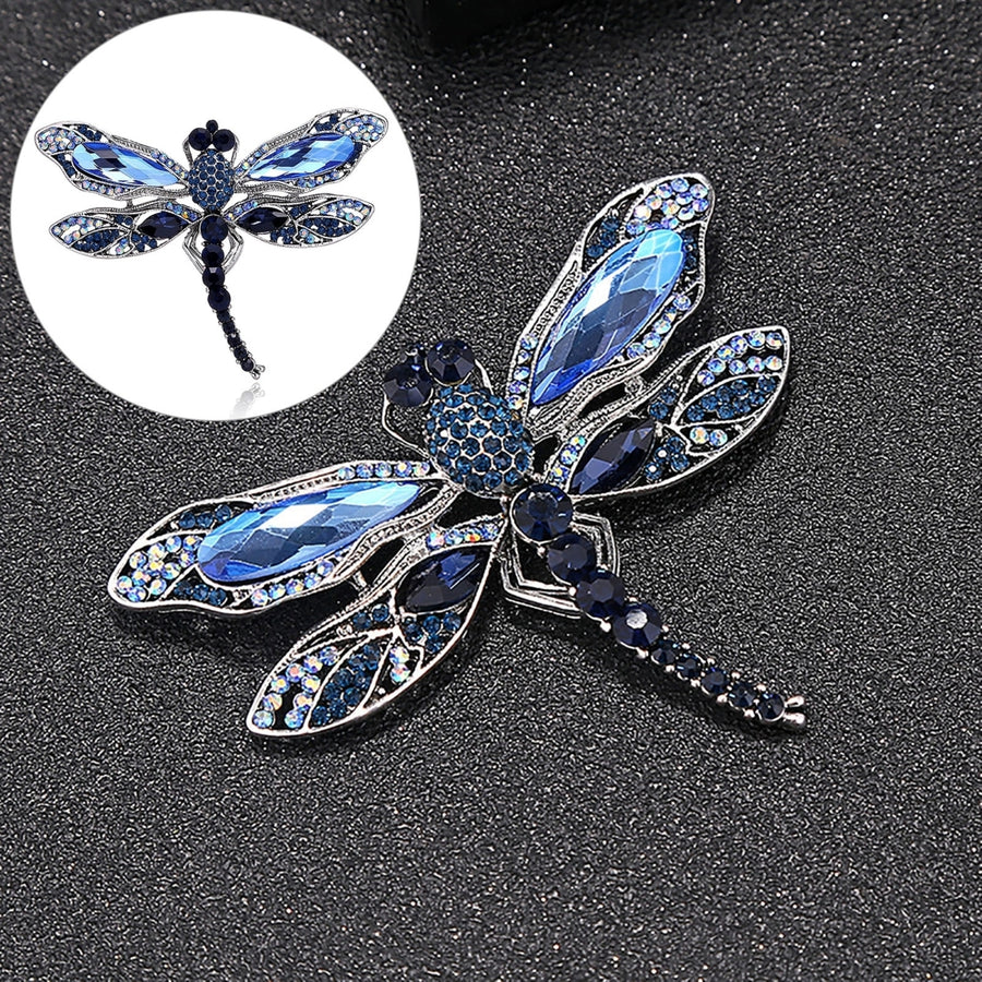 Realistic Exquisite Lapel Pin Gift Blue Rhinestone Dragonfly Brooch Backpack Accessories Image 1