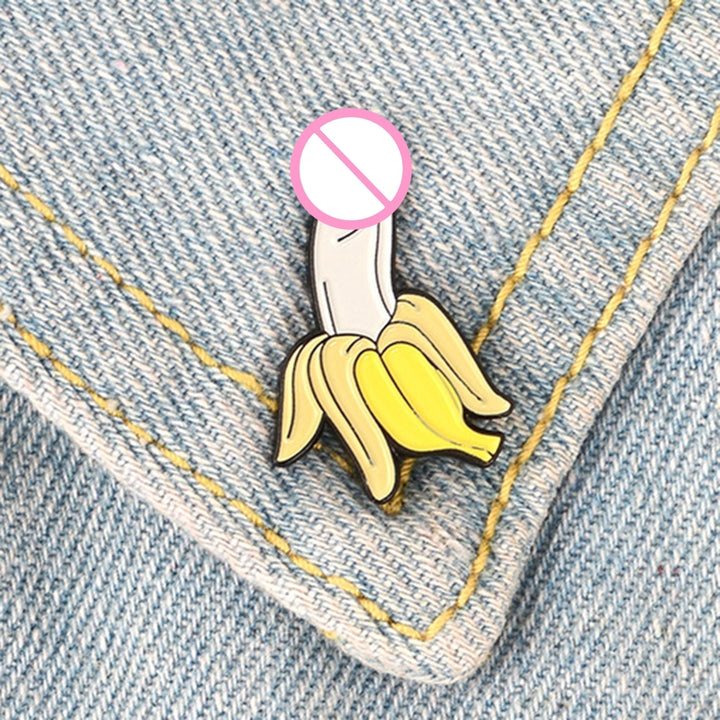 Unisex Brooch Pin Banana Style Funny Jewelry Color Block Electroplating Badge Clothes Decor Image 12