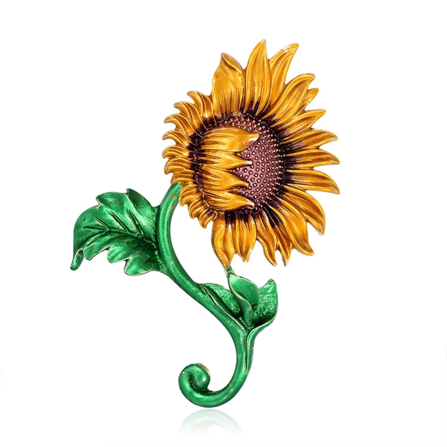 Brooch Pin Sunflower Enamel Jewelry Sweet Fashion Appearance Brooch Clothes Decor Image 1