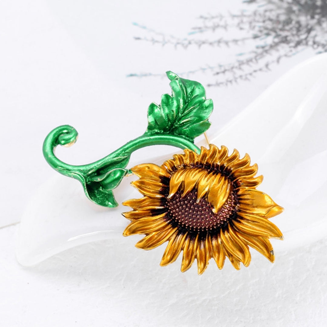 Brooch Pin Sunflower Enamel Jewelry Sweet Fashion Appearance Brooch Clothes Decor Image 2