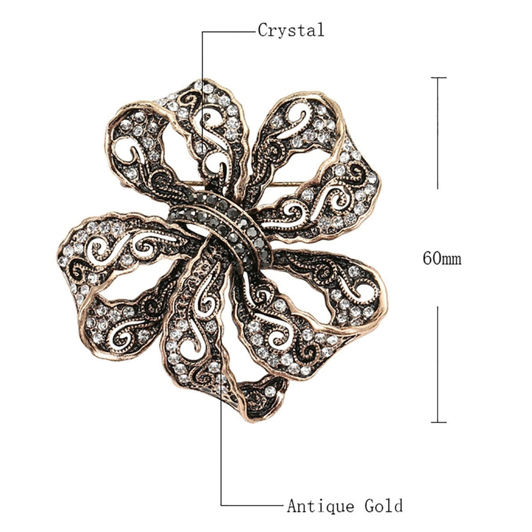 Bohemia Style Rhinestone Flower Shape Retro Brooch Electroplated Long Lasting Party Jewelry Brooch Clothes Decor Image 4