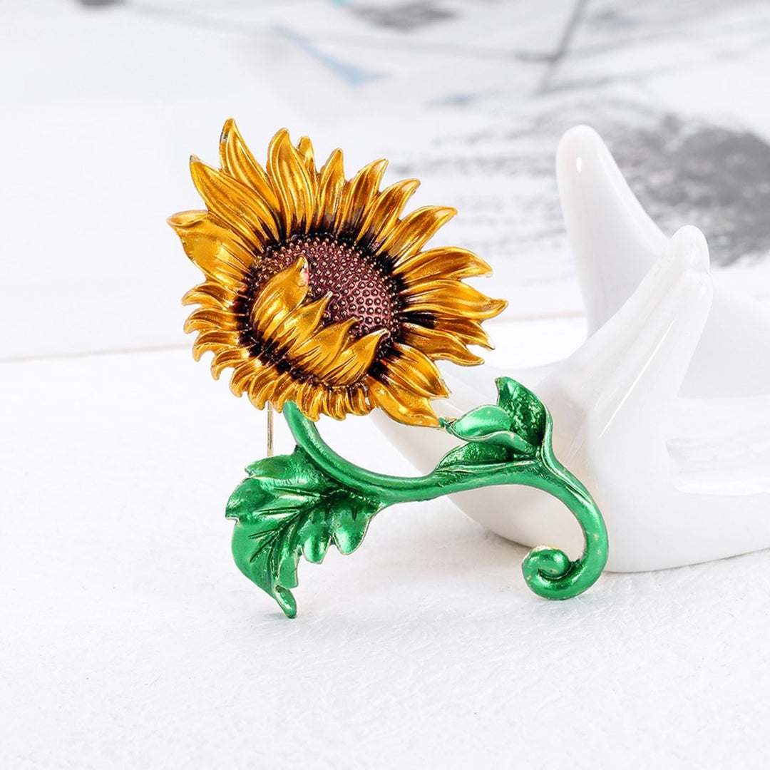 Brooch Pin Sunflower Enamel Jewelry Sweet Fashion Appearance Brooch Clothes Decor Image 3