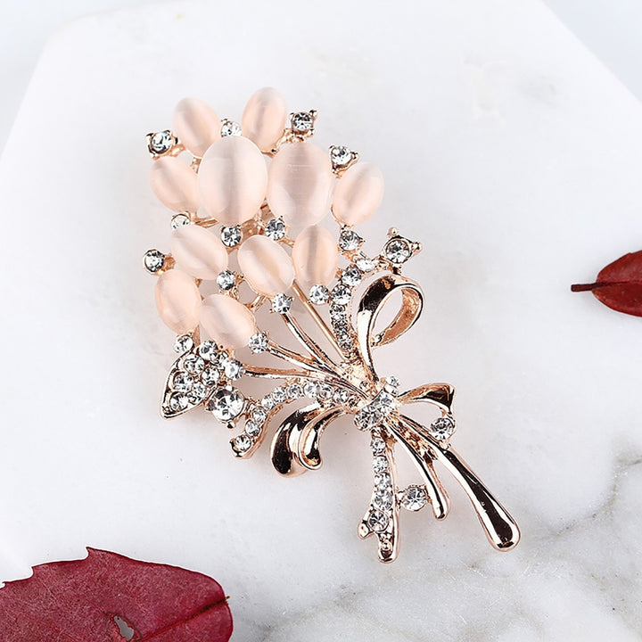 Faux Opal Decoration Collar Brooch Accessory Women Rhinestone Flower Large Brooch Clothes Decor Image 1