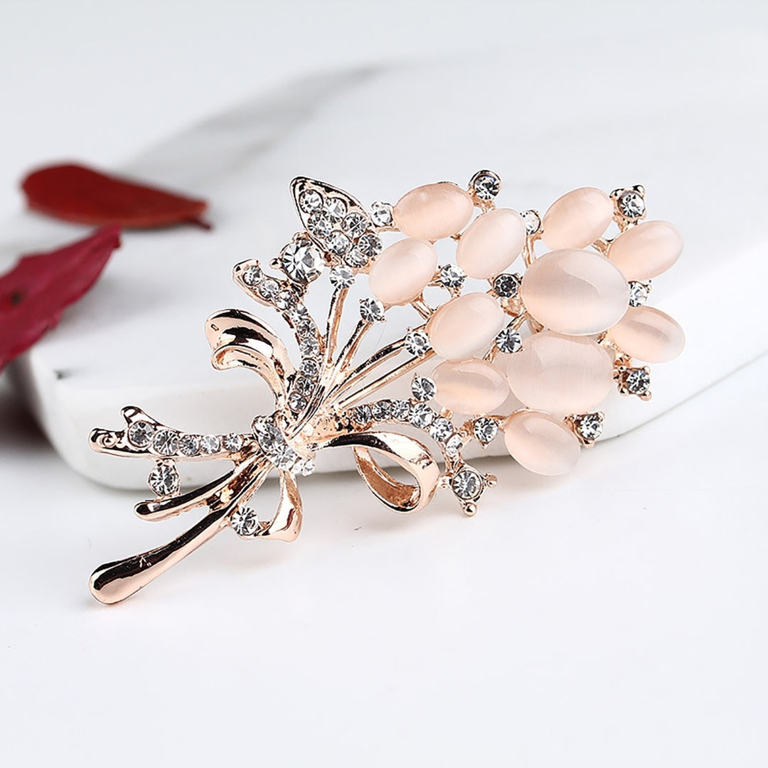 Faux Opal Decoration Collar Brooch Accessory Women Rhinestone Flower Large Brooch Clothes Decor Image 2