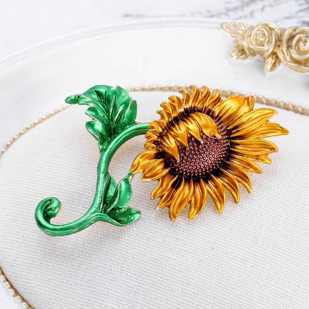 Brooch Pin Sunflower Enamel Jewelry Sweet Fashion Appearance Brooch Clothes Decor Image 4