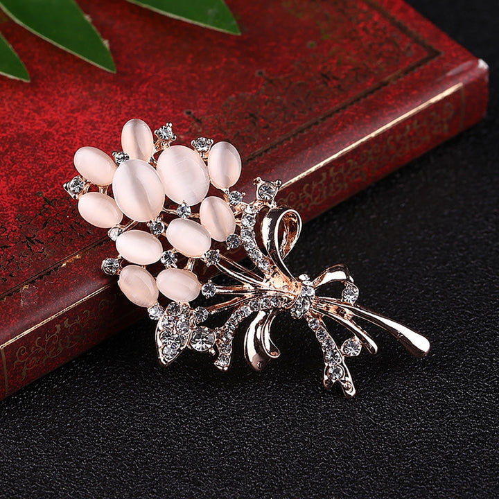 Faux Opal Decoration Collar Brooch Accessory Women Rhinestone Flower Large Brooch Clothes Decor Image 3