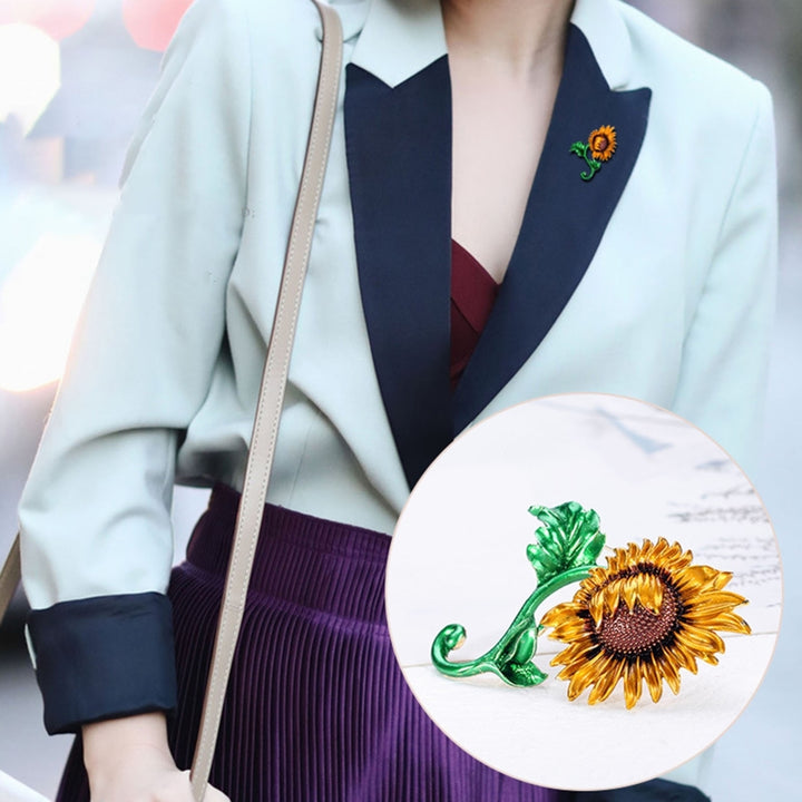 Brooch Pin Sunflower Enamel Jewelry Sweet Fashion Appearance Brooch Clothes Decor Image 7