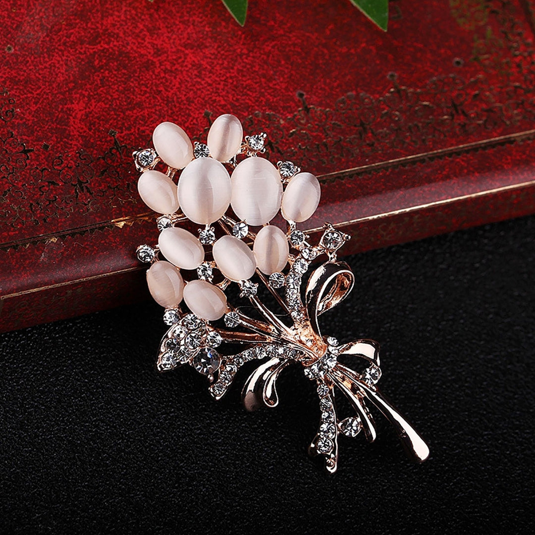 Faux Opal Decoration Collar Brooch Accessory Women Rhinestone Flower Large Brooch Clothes Decor Image 4