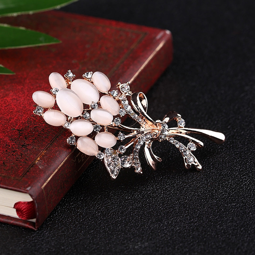 Faux Opal Decoration Collar Brooch Accessory Women Rhinestone Flower Large Brooch Clothes Decor Image 4