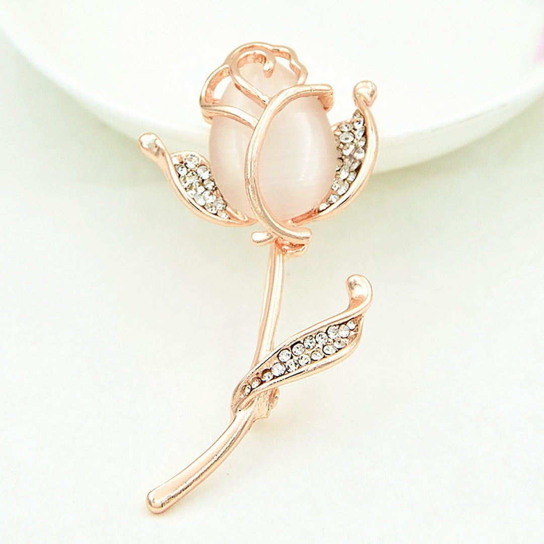 Faux Opal Shining Wedding Brooch Romantic Elegant Rose Flower Rhinestone Lapel Pin Costume Accessories Image 2