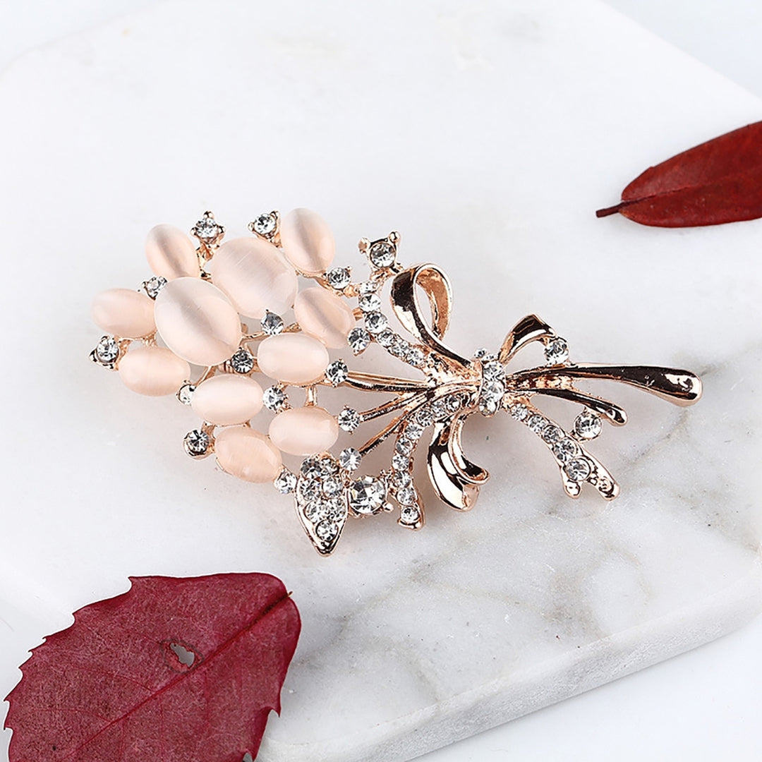 Faux Opal Decoration Collar Brooch Accessory Women Rhinestone Flower Large Brooch Clothes Decor Image 7