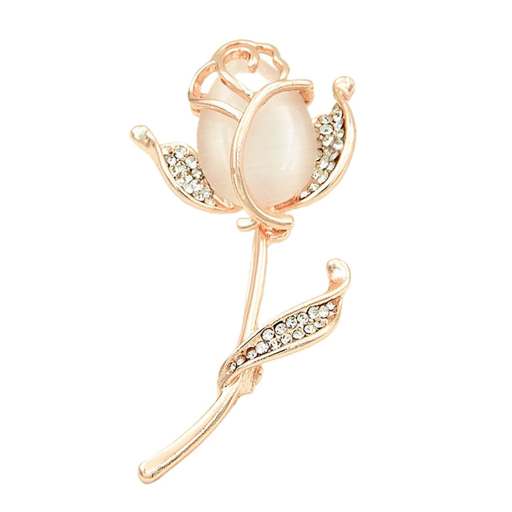 Faux Opal Shining Wedding Brooch Romantic Elegant Rose Flower Rhinestone Lapel Pin Costume Accessories Image 4