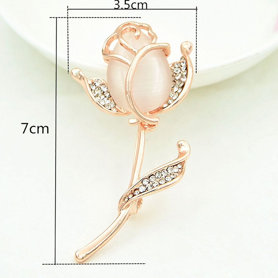 Faux Opal Shining Wedding Brooch Romantic Elegant Rose Flower Rhinestone Lapel Pin Costume Accessories Image 6