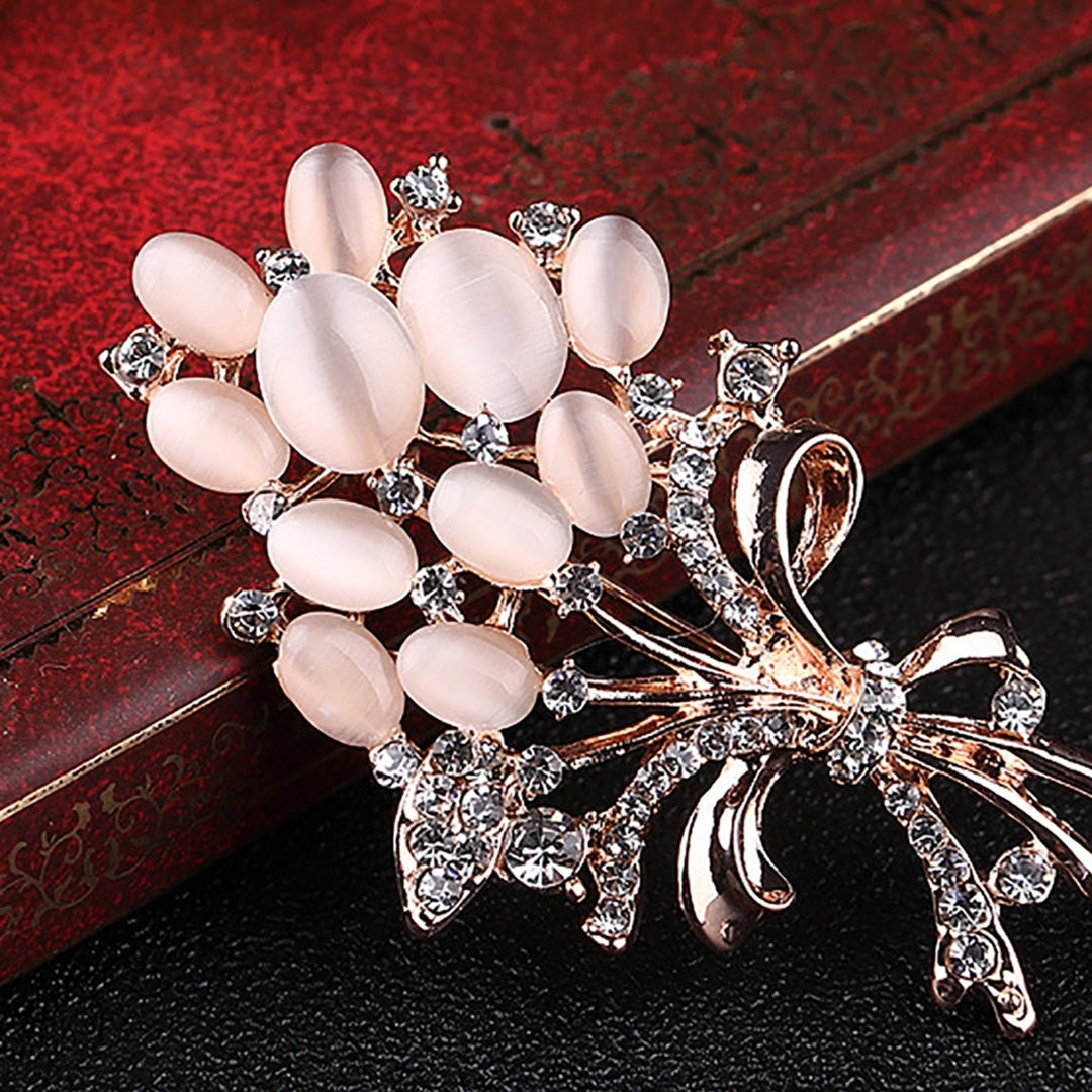 Faux Opal Decoration Collar Brooch Accessory Women Rhinestone Flower Large Brooch Clothes Decor Image 9