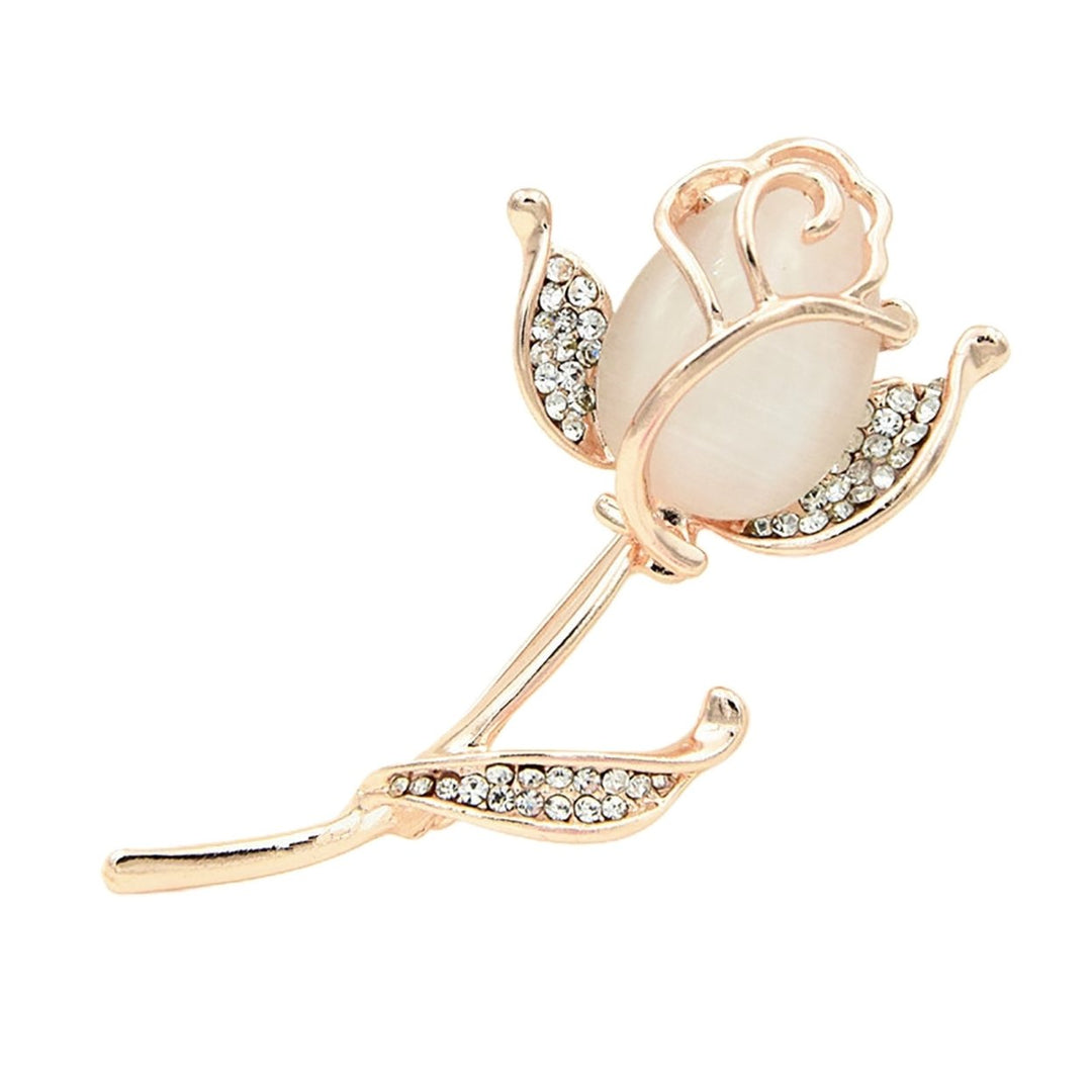 Faux Opal Shining Wedding Brooch Romantic Elegant Rose Flower Rhinestone Lapel Pin Costume Accessories Image 9