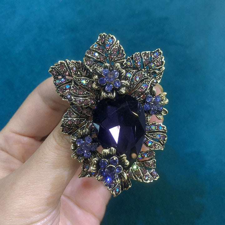 Purple Glass Palace Style Flower Brooch Pin Electroplated Long Lasting Party Jewelry Brooch Clothes Decor Image 3