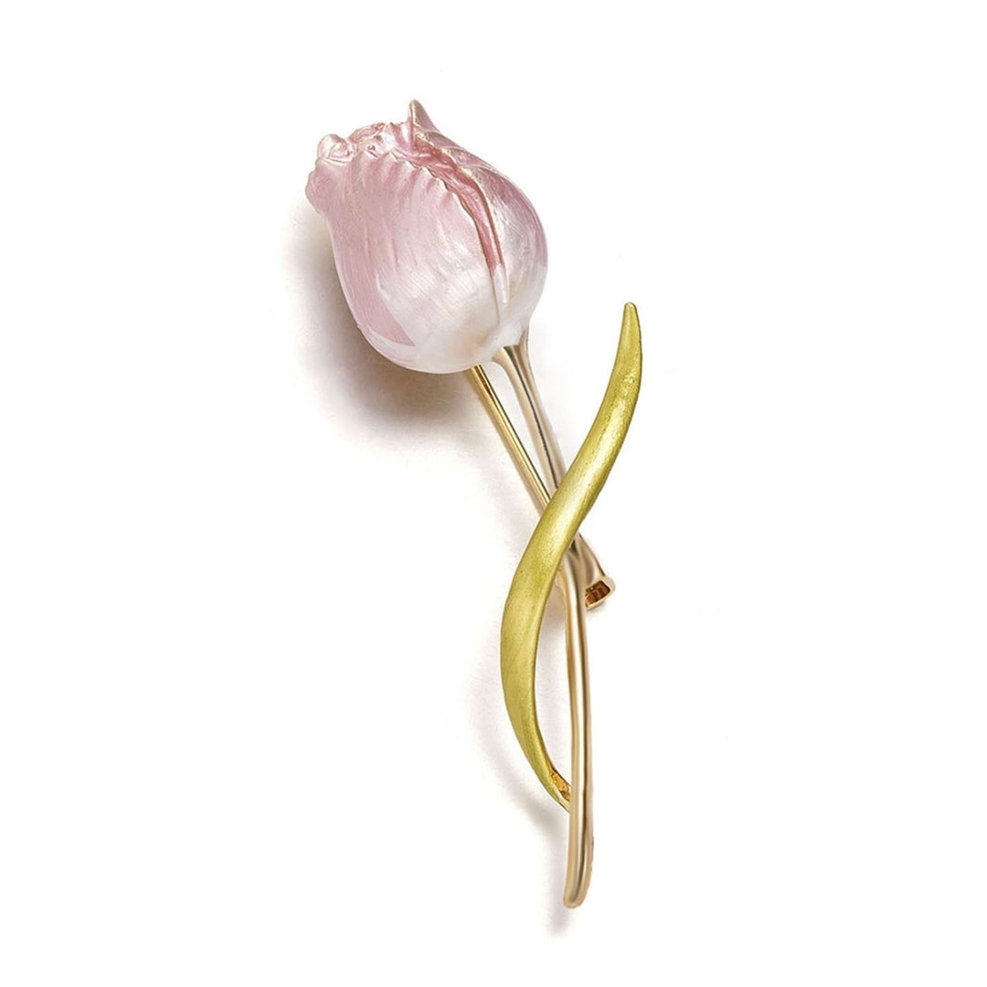 Exquisite Great Crafts Romantic Party Brooch Enamel Pink Tulip Flower Brooch Costume Accessories Image 4