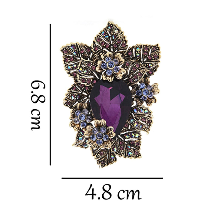 Purple Glass Palace Style Flower Brooch Pin Electroplated Long Lasting Party Jewelry Brooch Clothes Decor Image 6