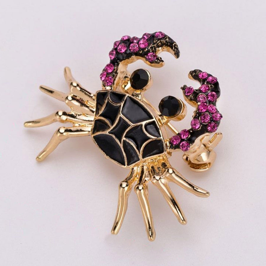 Realistic Exquisite Lapel Pin Gift Shining Rhinestones Crab Brooch Backpack Accessories Image 1