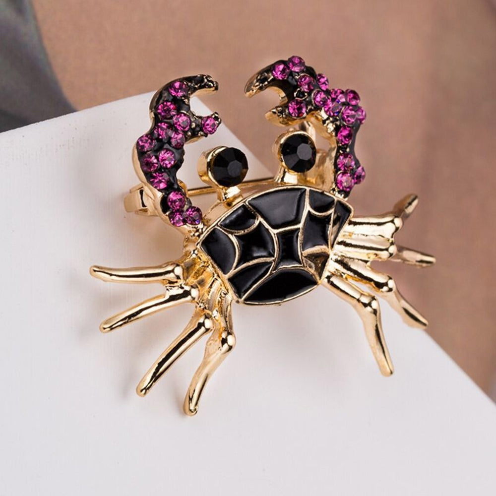 Realistic Exquisite Lapel Pin Gift Shining Rhinestones Crab Brooch Backpack Accessories Image 2