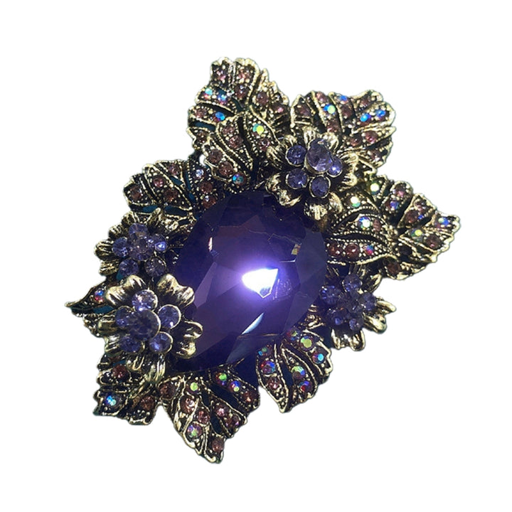 Purple Glass Palace Style Flower Brooch Pin Electroplated Long Lasting Party Jewelry Brooch Clothes Decor Image 9