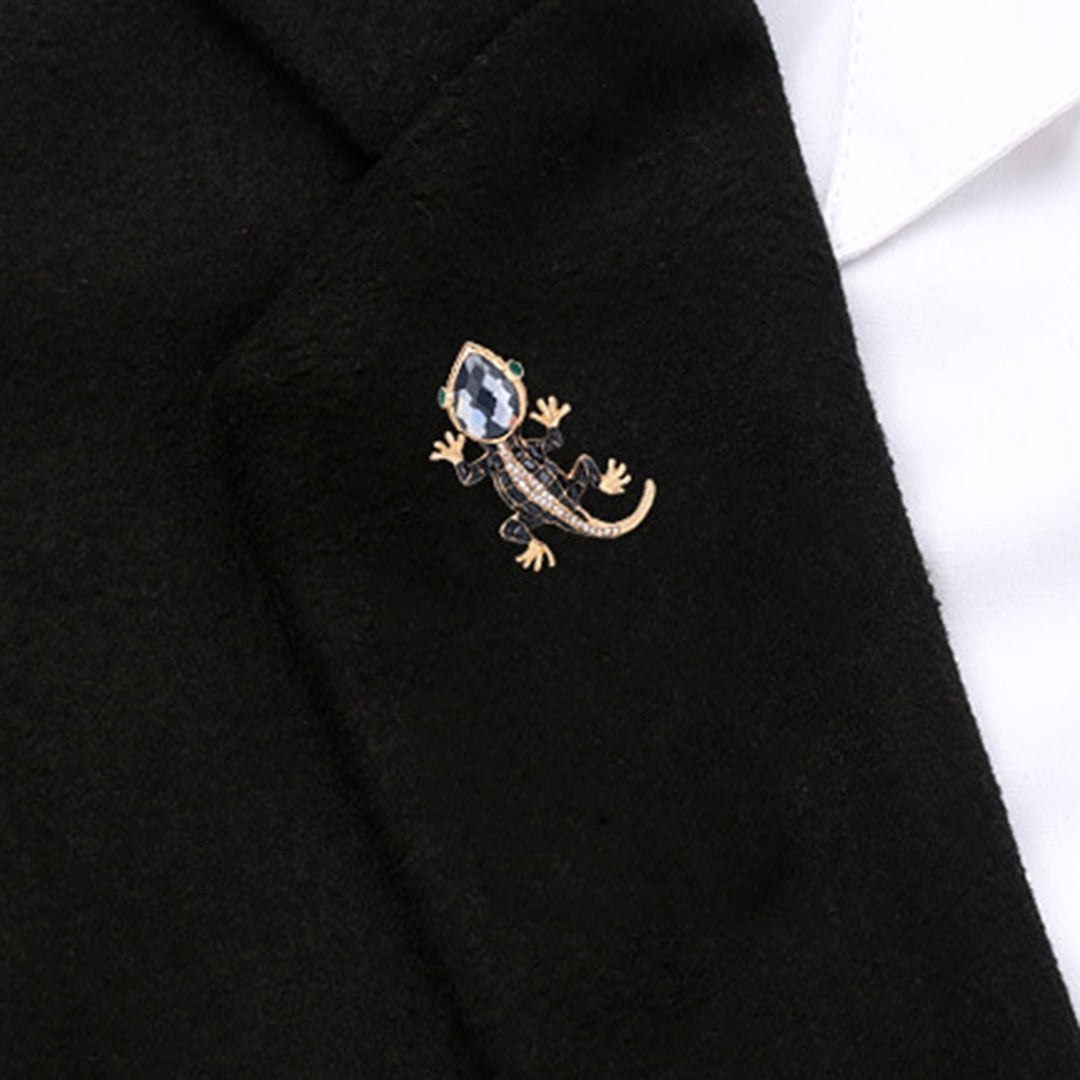 Brooch Pin Lizard Shape Rhinestones Jewelry Long Lasting Cartoon Lapel Brooch Clothes Decor Image 3