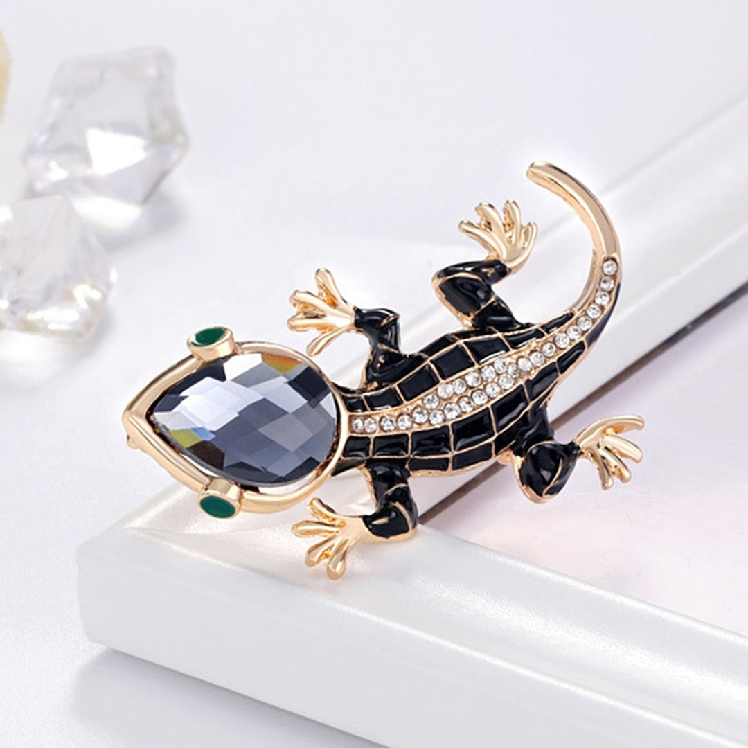 Brooch Pin Lizard Shape Rhinestones Jewelry Long Lasting Cartoon Lapel Brooch Clothes Decor Image 4