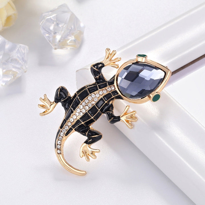 Brooch Pin Lizard Shape Rhinestones Jewelry Long Lasting Cartoon Lapel Brooch Clothes Decor Image 8