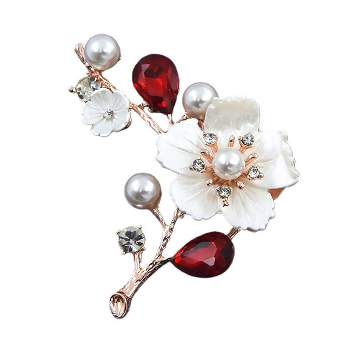 Faux Pearls Seashells Wedding Brooch Gift Elegant Plum Blossom Rhinestone Lapel Pin Costume Accessories Image 2