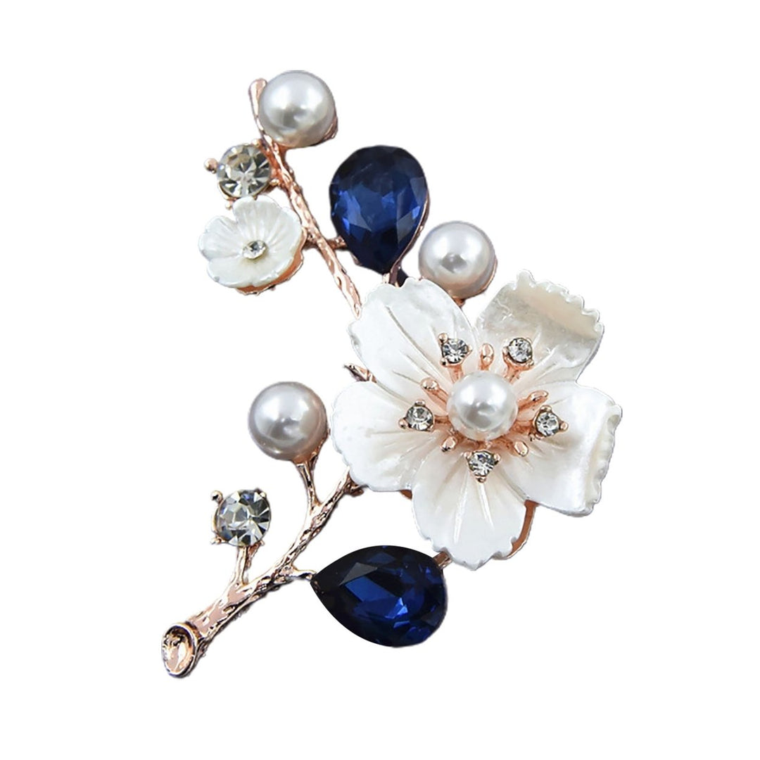 Faux Pearls Seashells Wedding Brooch Gift Elegant Plum Blossom Rhinestone Lapel Pin Costume Accessories Image 3