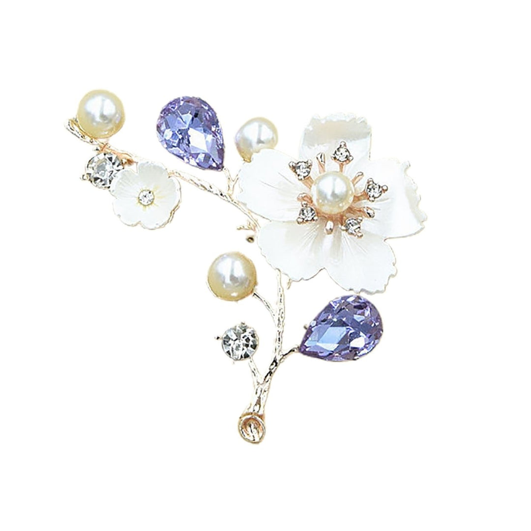 Faux Pearls Seashells Wedding Brooch Gift Elegant Plum Blossom Rhinestone Lapel Pin Costume Accessories Image 4