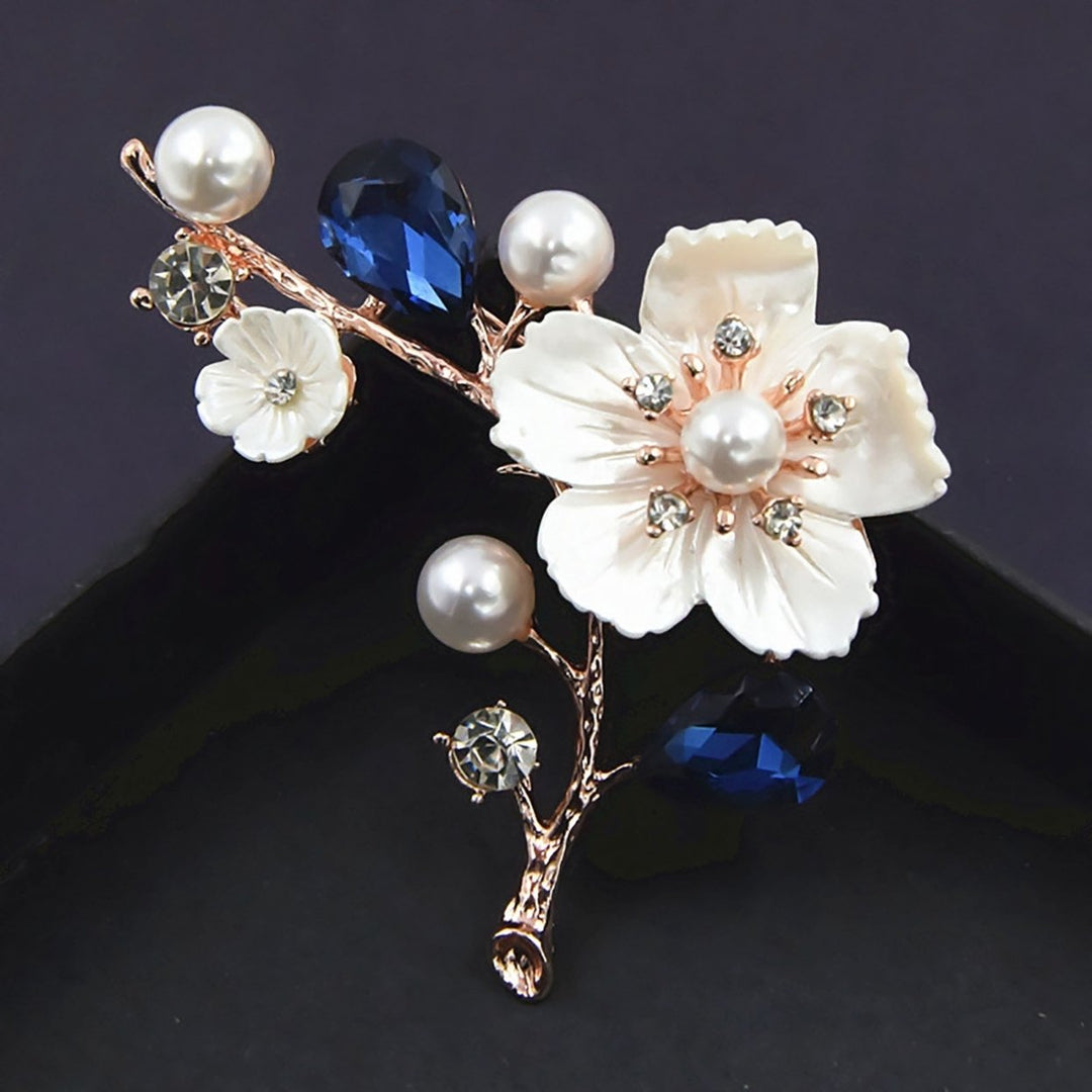 Faux Pearls Seashells Wedding Brooch Gift Elegant Plum Blossom Rhinestone Lapel Pin Costume Accessories Image 6