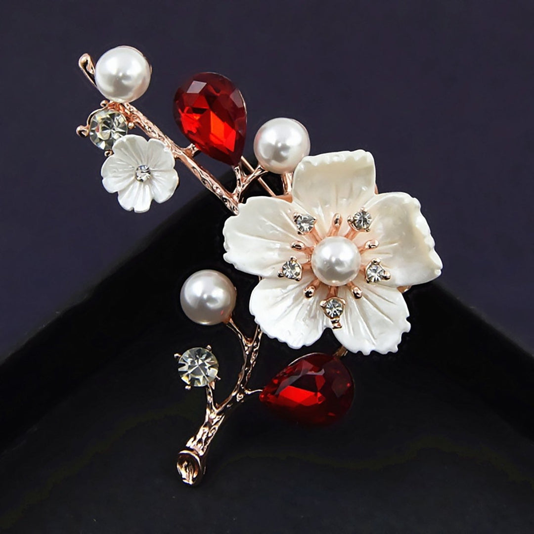 Faux Pearls Seashells Wedding Brooch Gift Elegant Plum Blossom Rhinestone Lapel Pin Costume Accessories Image 7