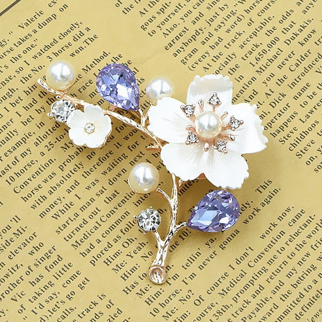 Faux Pearls Seashells Wedding Brooch Gift Elegant Plum Blossom Rhinestone Lapel Pin Costume Accessories Image 9